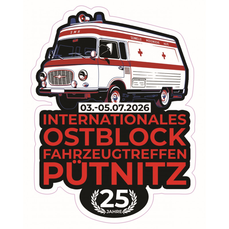 AUFKLEBER „25 JAHRE IOBT PÜTNITZ 2026“ – FREIFORM (KONTURGESCHNITTEN)